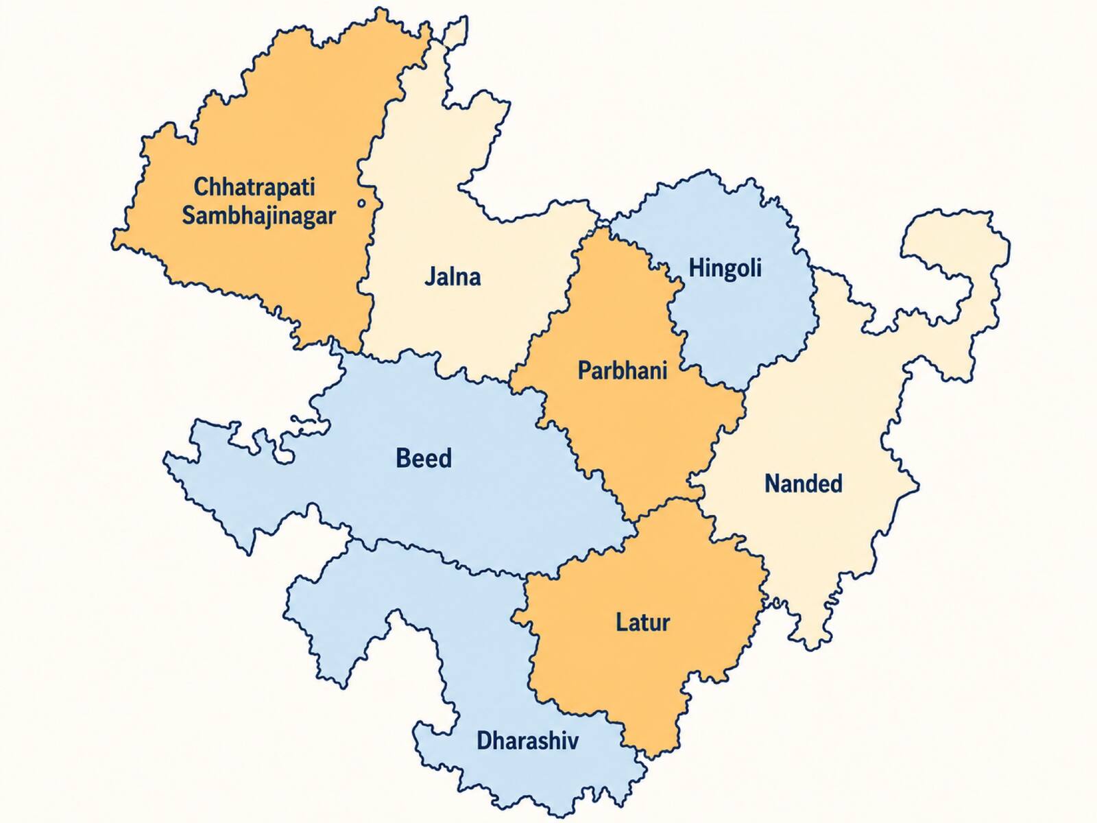 Map showing the eight districts of the Marathwada division